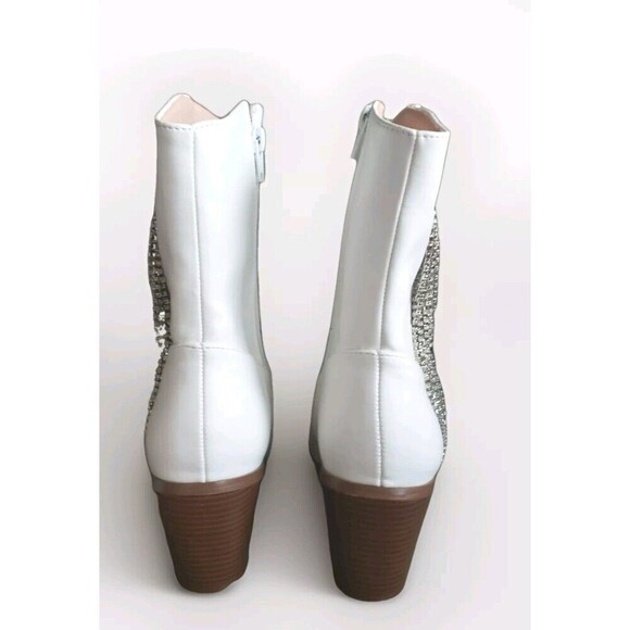 Chase & Chlo Western Boots Women's Size 9 White Rhinestone Tassel Justine New - Picture 7 of 10